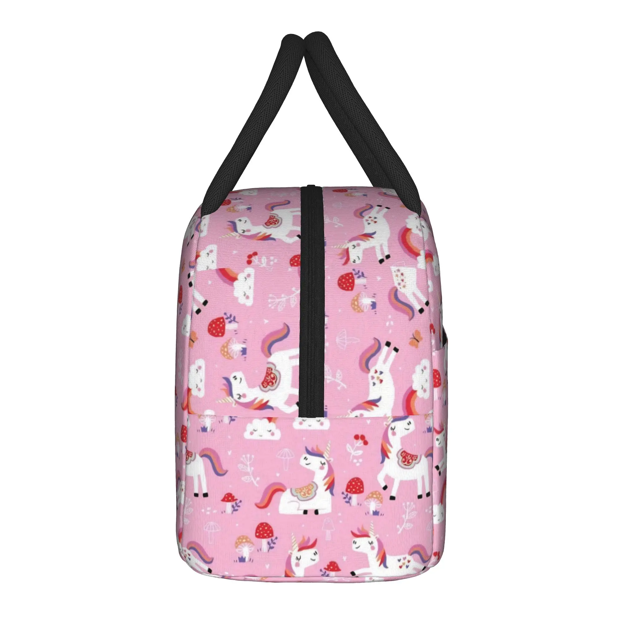Enchanted Forest Unicorn Lunch Bag Retro Lunch Box For Men School Portable Zipper Cooler Bag Oxford Graphic Thermal Lunch Bags