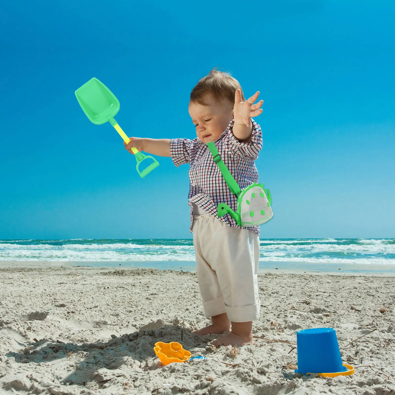 

2Pcs Beach Bags Dinosaur Mesh Shell Bags Portable Storage Bag for Towels Water Bottles Sunscreen Sand Safe