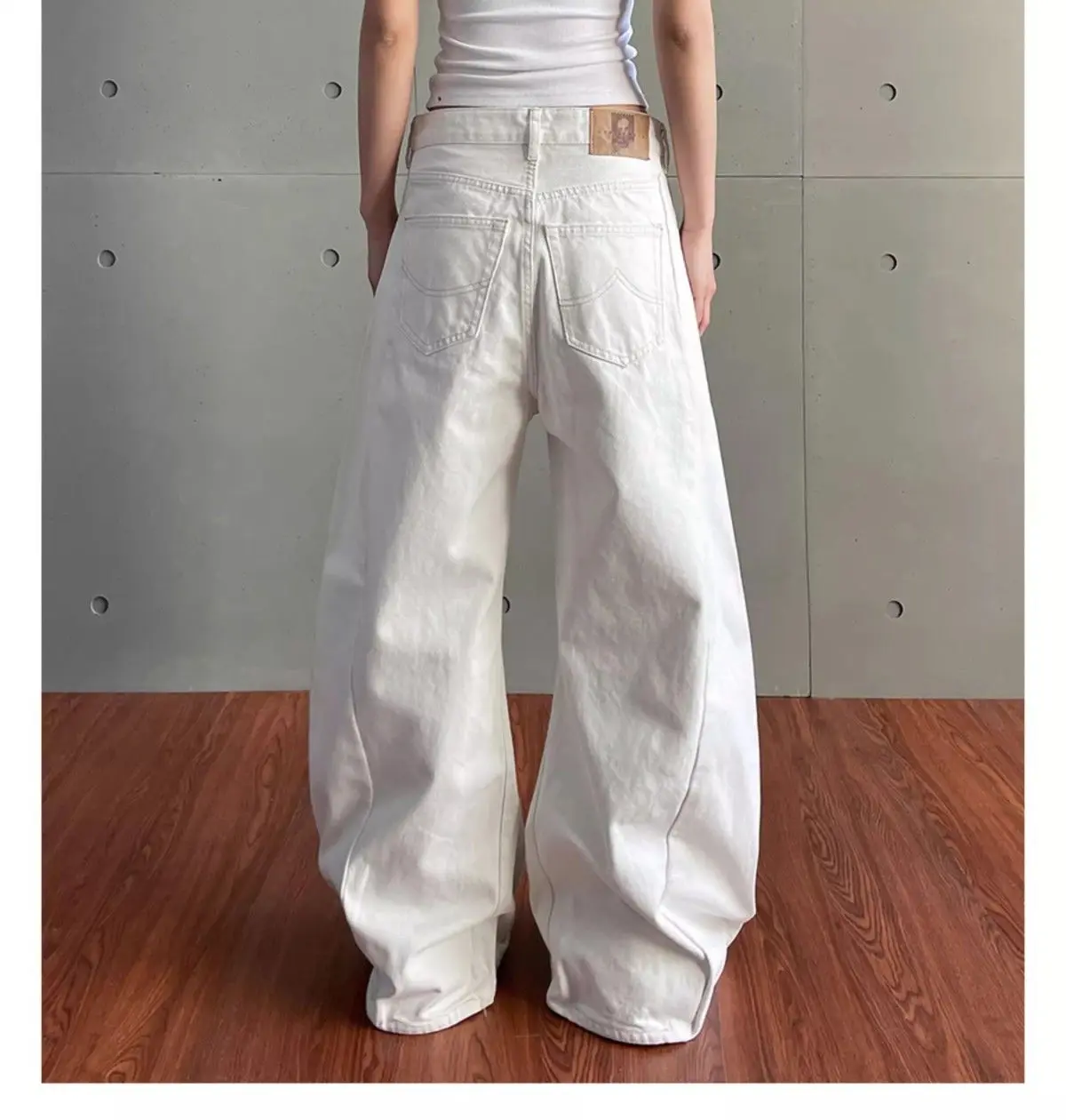 

Women Vintage Y2k 2000s White Jeans 2025 Female High Waist Stright Wide Leg Denim Pants Streetwear Fashion Female Trousers