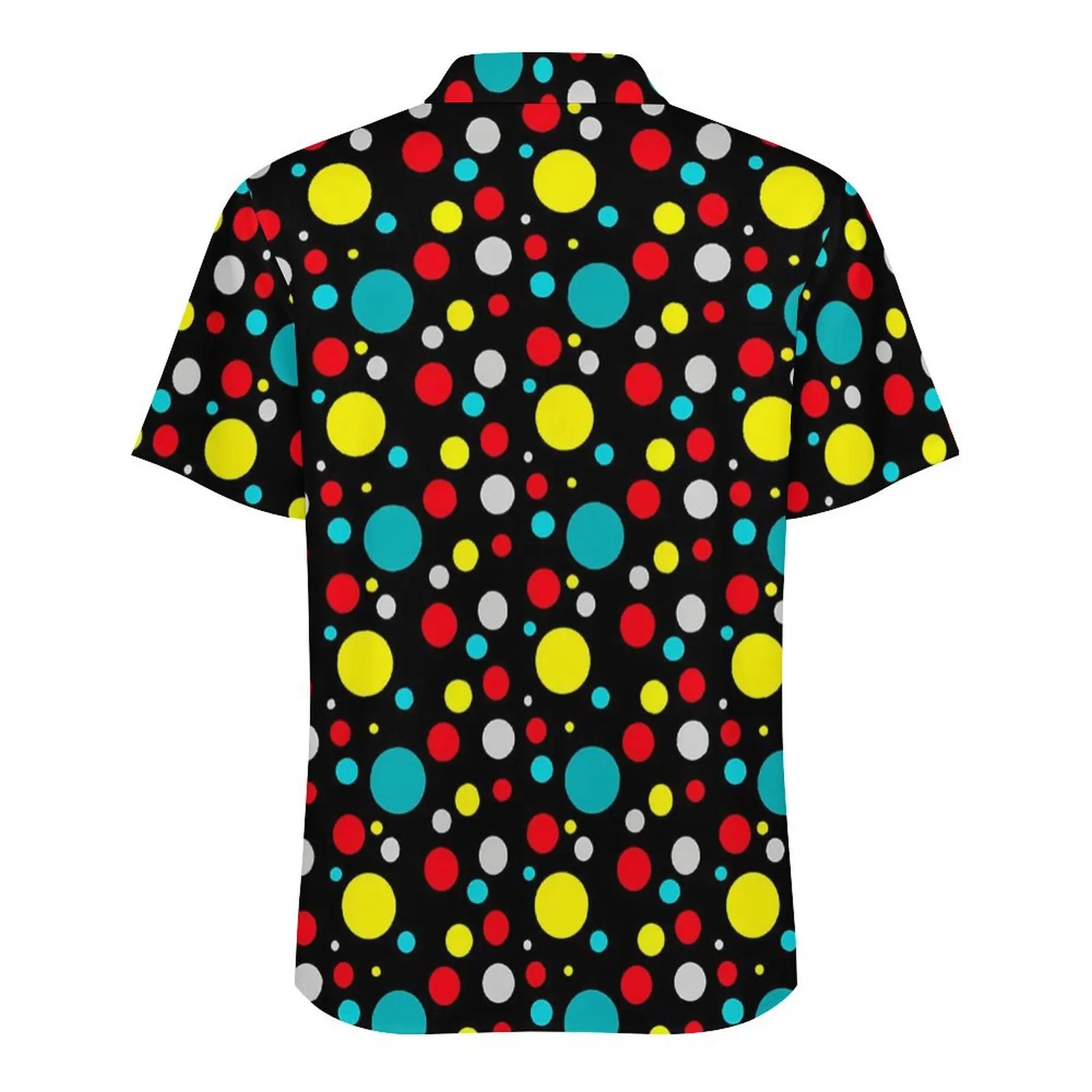 Camisa de praia grande de manga curta masculina, blusa de bola abstrata, estampa com pontos coloridos, camisas casuais de verão, roupas da moda