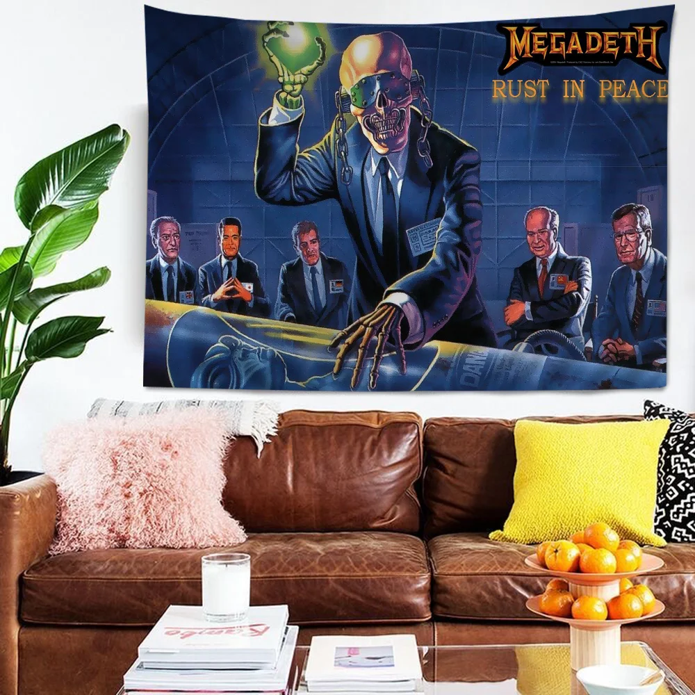 

Heavy Metal Rock Roll Music Megadeths Wall Tapestry Hanging Tarot Hippie Wall Rugs Dorm Wall Hanging Sheets