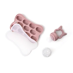 Baby Food Fruit Feeder and Breastmilk Popsicle Mould Set, Food Feeder Nipple, For Teething Relief, Freezer Tray, For 4+ Months