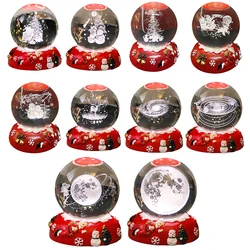 Christmas Crystal Ball Night Light LED Crystal Spheres Light USB 3D Moon Snowman Xmas Tree Lamp Home Table Xmas Decor Kids Gifts