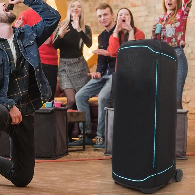Carrying Case For Dedicated Speaker Offering Thickened Fabric And Side Storage Pocket For Charging Cables F19E
