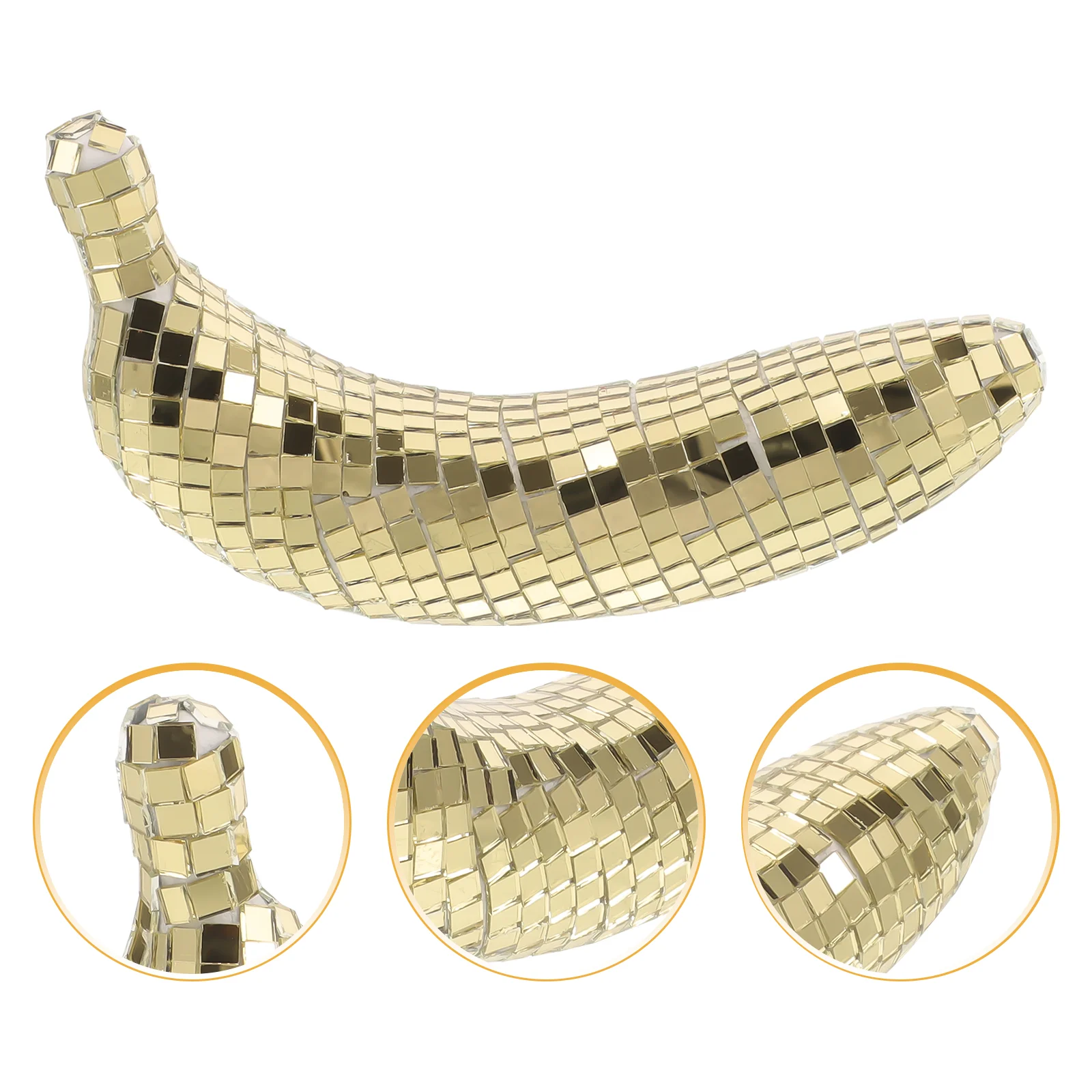 Black Mirror Disco Banana Ornament Artware For Party Fruit Model Crafts Reflective Golden