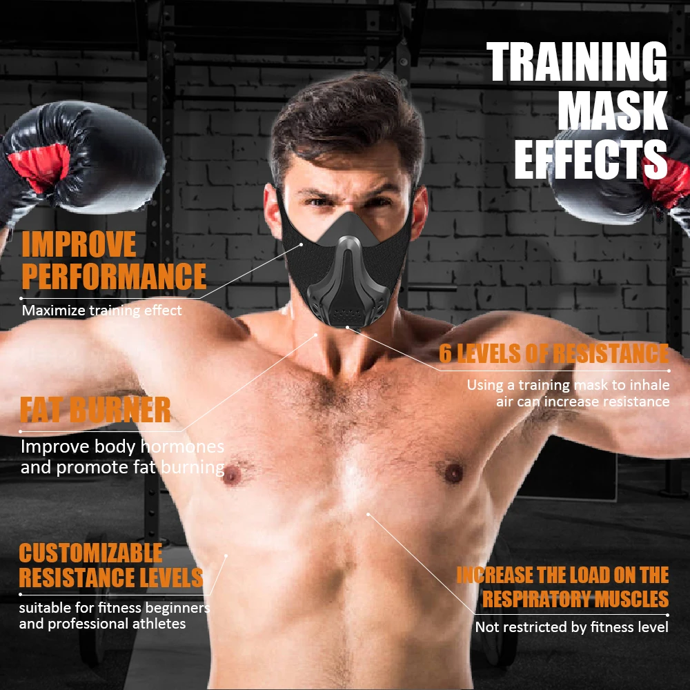 Sports Mask Adjustable 48 Levels Breathing Air Resistance Exercise Running Fitness Mask Fitness Exercise Physical Endurance Trai