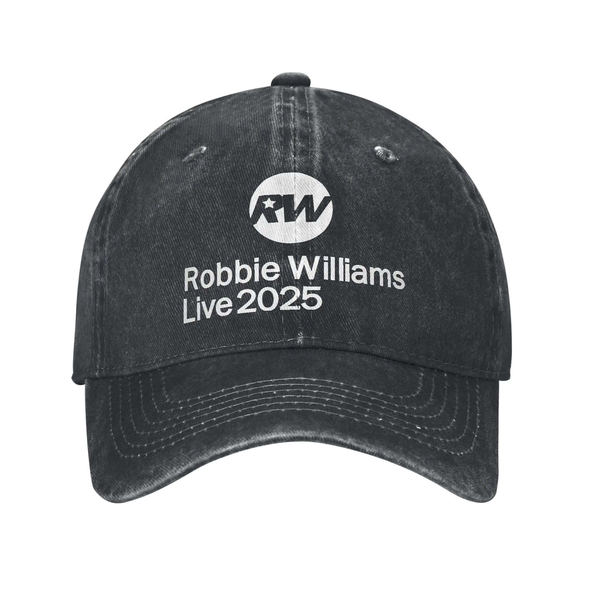 

Robbie Williams Live 2025 Concert Baseball Caps Men Women Distressed Cotton Sun Cap RW Singer Outdoor Workouts Adjustable Hats