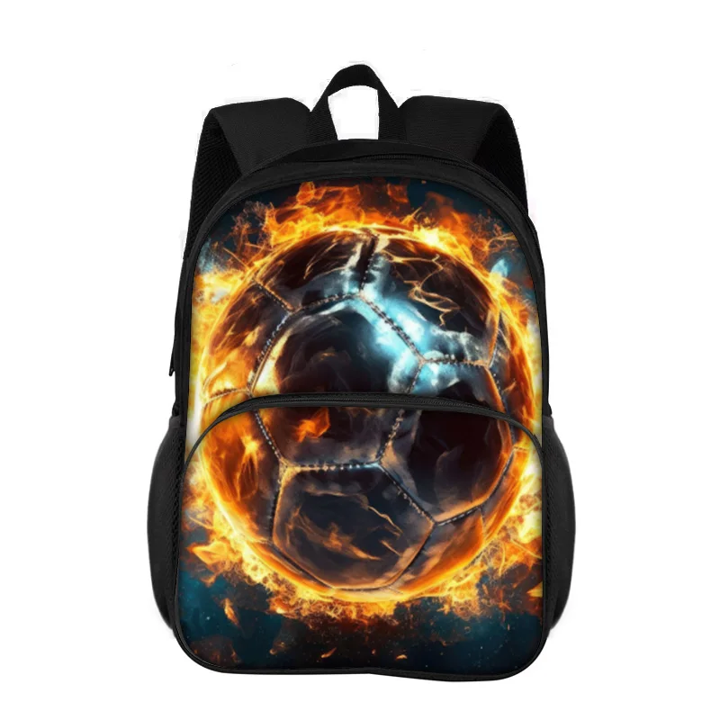 Soccer round front bag backpack, new sports style youth football print best partner for male and female students going to school