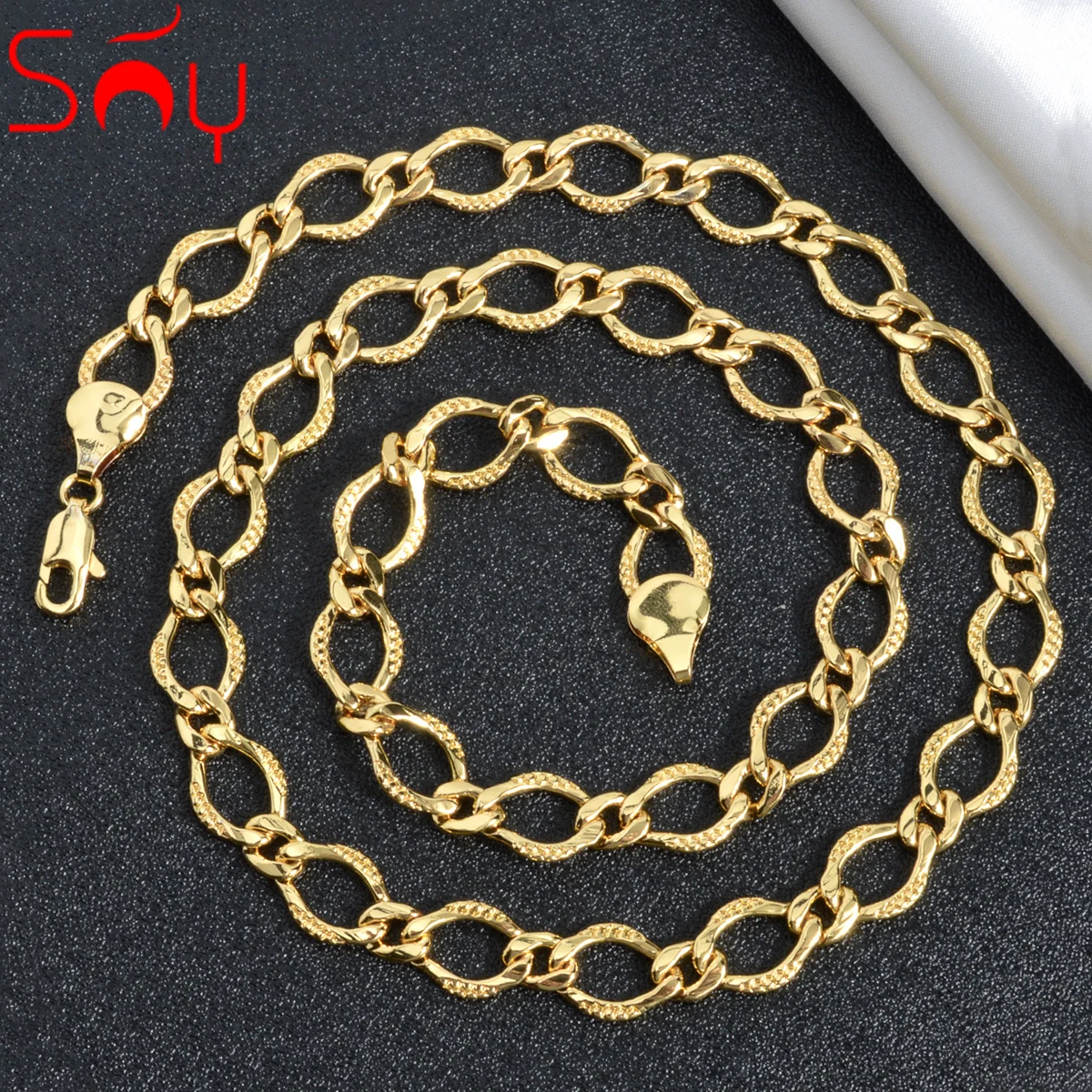 Sunny Jewelry Metal Necklace 18K Gold Plated Copper Neck Chains Women Men Jewelry Fashion Aesthetic Accessories Jewelry Gift