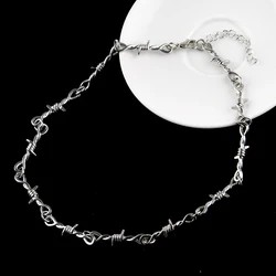 Small Wire Brambles Iron Unisex Choker Necklace Women Hip-hop Gothic Punk Barbed Wire Little Thorns Chain Choker Jewelry Gifts