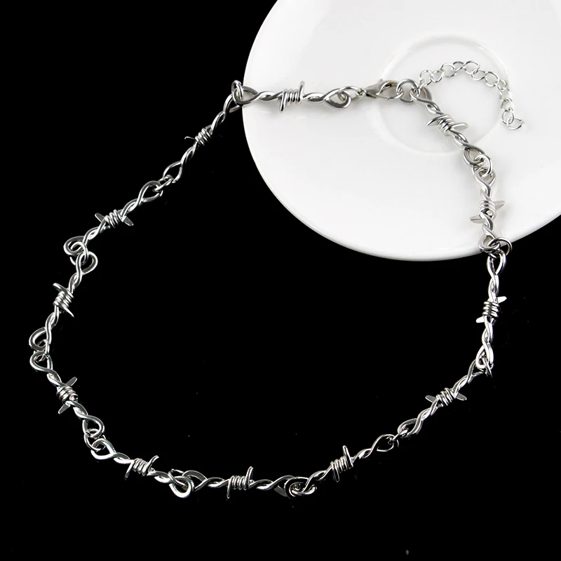 Small Wire Brambles Iron Unisex Choker Necklace Women Hip-hop Gothic Punk Barbed Wire Little Thorns Chain Choker Jewelry Gifts