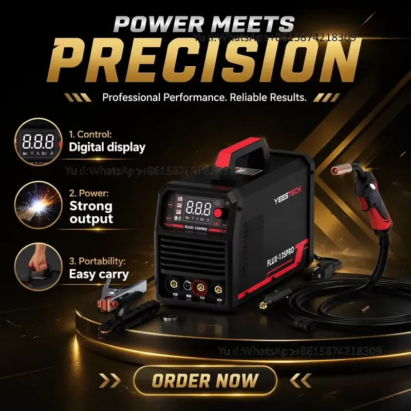 YEESTECH FLUX-135PRO 3-in-1 Digital Display Flux Core Gasless MIG/Lift TIG/Stick Welding Machine 135A 220V 10-25 Lift TIG