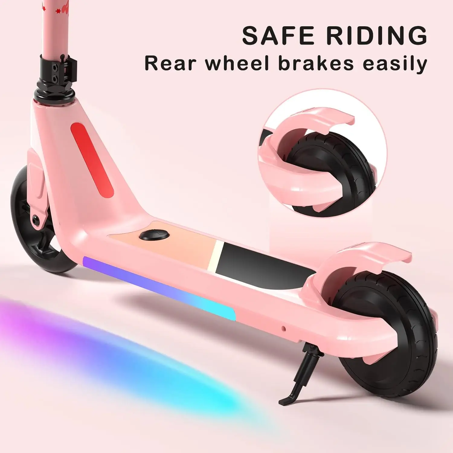 Patinete eléctrico para niños de 6 a 10 años, patinete Kick-Start Boost con velocidad y altura ajustables, rueda flash y luces de cubierta