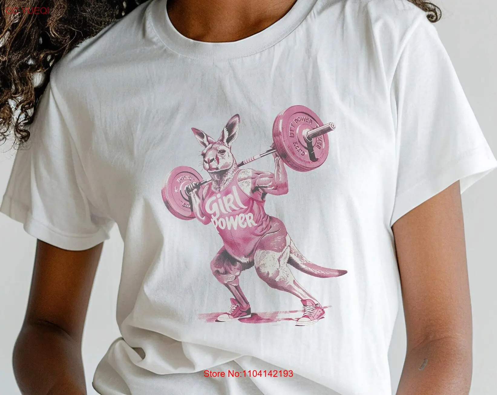 girl power feminist tee empowering t shirt pink kangaroo meme animal cute weightlifting workout yoga fitness australia