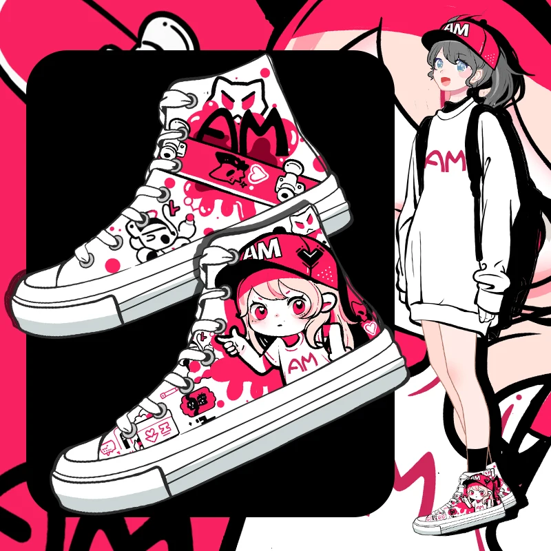 Amy and Michael Original Design Anime Cartoon Shoes Fashion Girls Students Unisex High Top Canvas Shoes Female Women Trainers