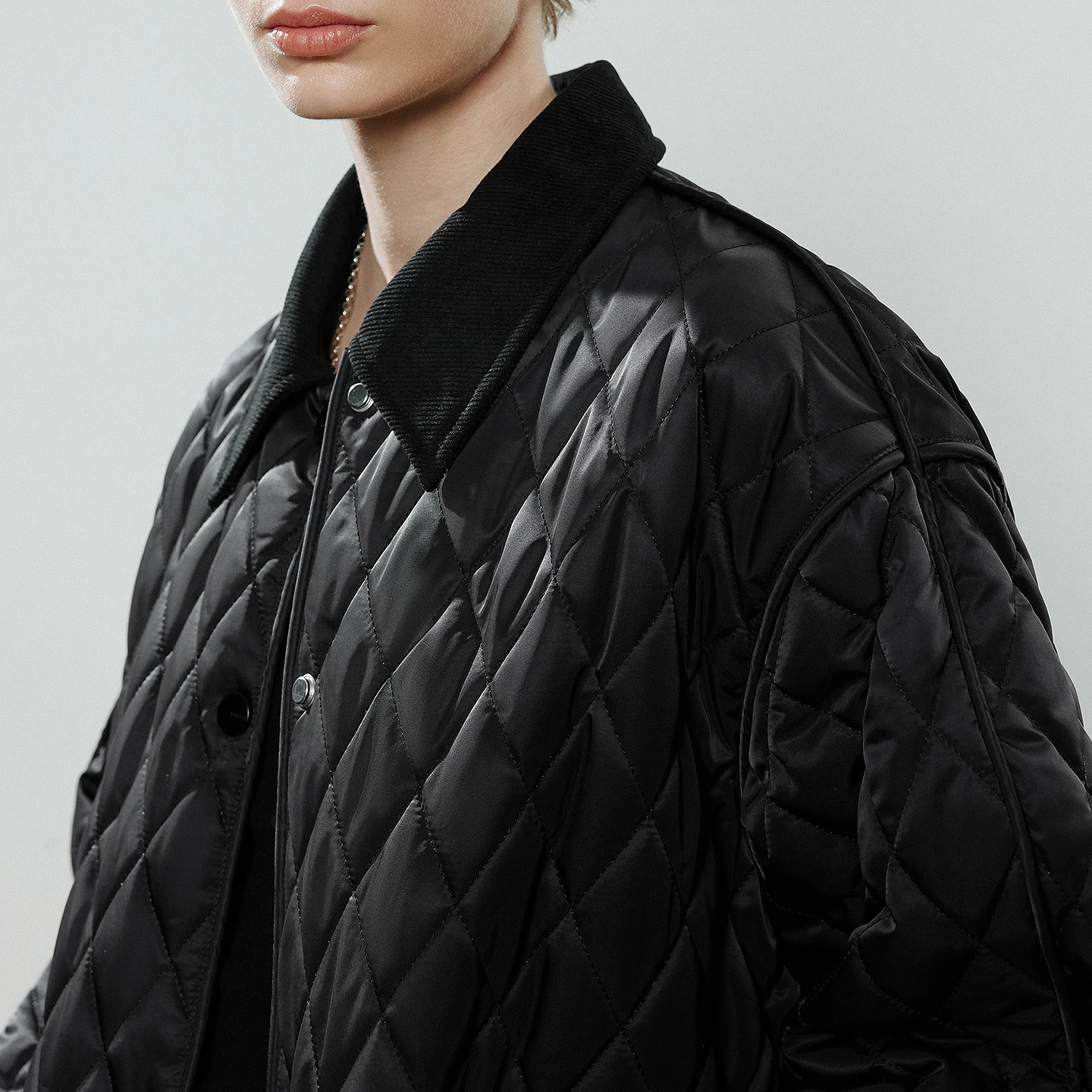 TOYOUTH Women Cotton Jacket 2025 Winter New Luxury Retro Diamond Grid Workwear Large Pocket Mid Length Jacket Brown