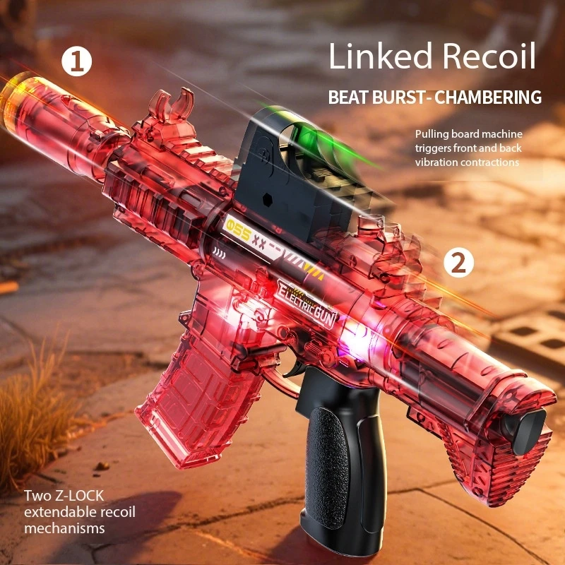 Eight tone gun AK firelight M146 linkage electric sound light spray gun vibration telescopic boy simulation Eight tone gun smoke