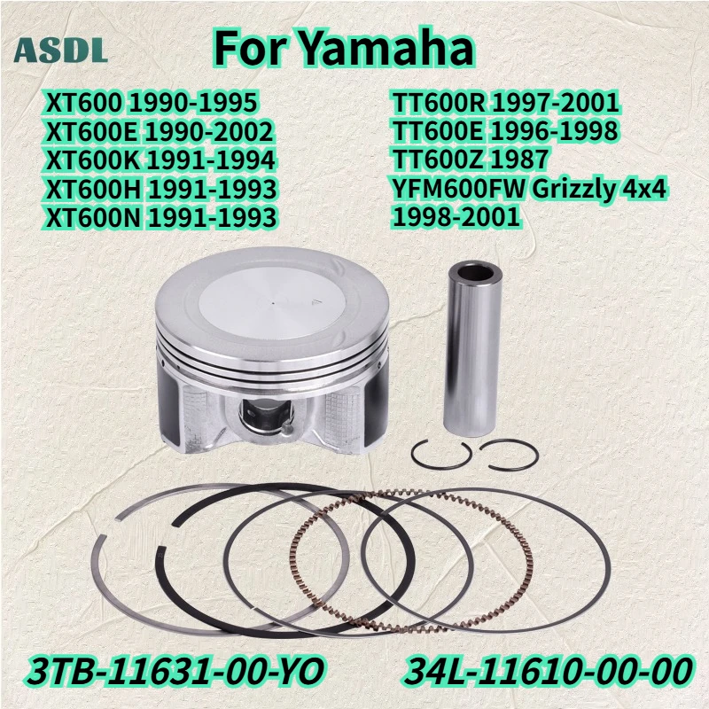 

For Yamaha XT600 1990-1995 Moto Piston Ring 95mm XT600E K H N TT600R 97-2001 TT600 E Z YFM600FW 3TB-11631-00-YO 34L-11610-00-00