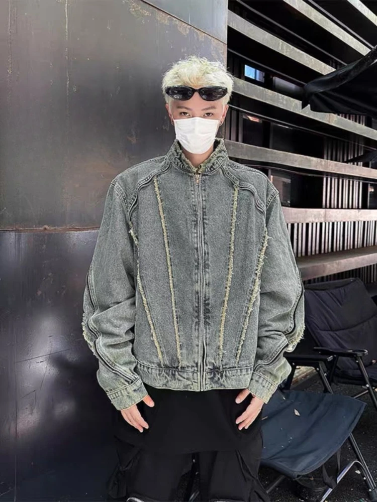 

Короткая мужская джинсовая куртка с застежкой-молнией Джокер на борту Новая роскошная эстетичная низкая стоимость Высокое качество Y2k Повседневные тонкие мужские джинсовые пальто