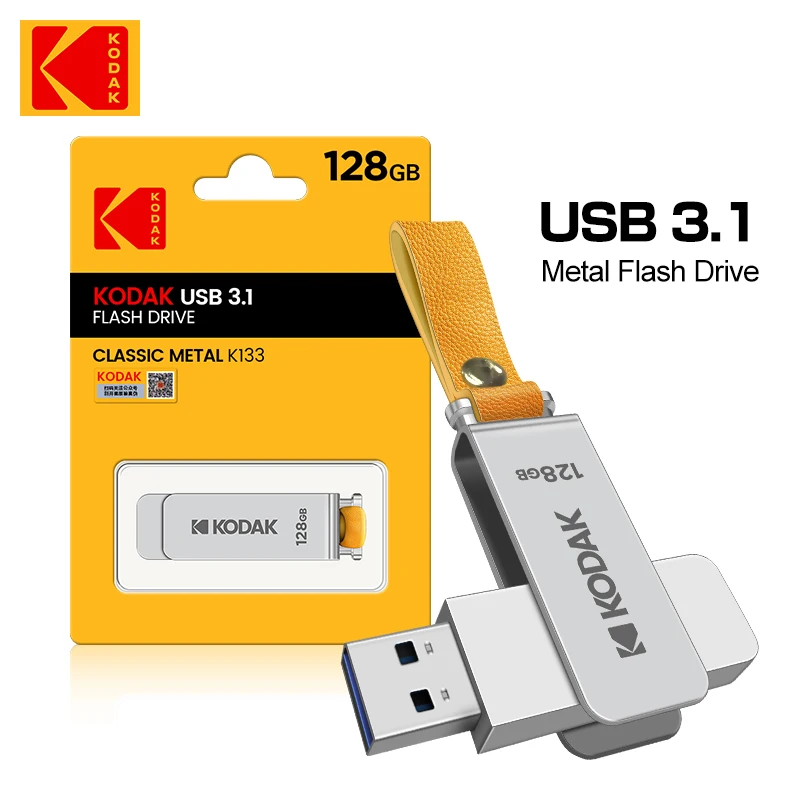 100% Original Kodak Rotating Pendrive USB 3.0 Flash Drive K133 256GB 128GB 64GB Memory Stick Lanyard For Leather Key