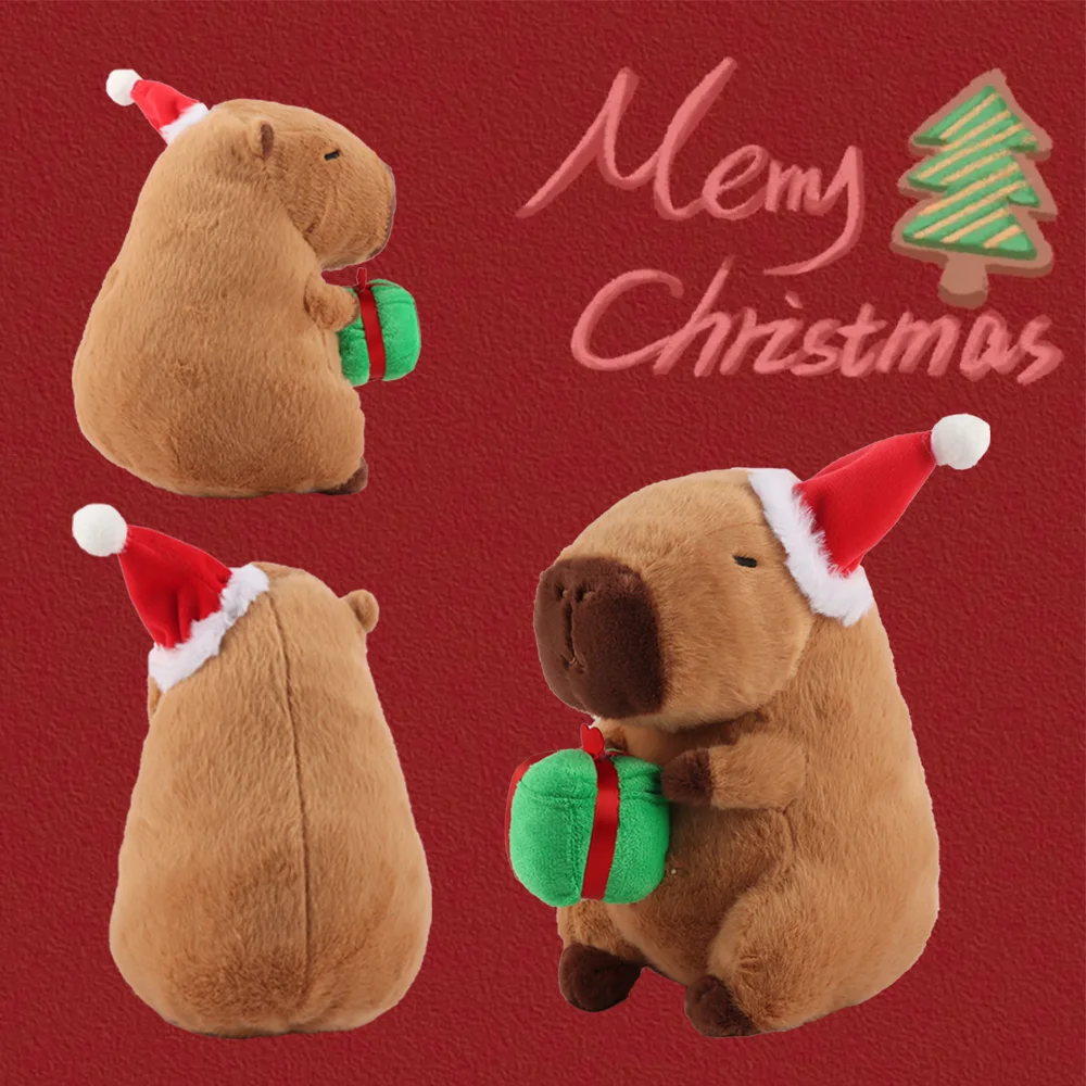 Kapibala Capybara Plush Toy Christmas Capibala Holding Gift Cute Exquisite Animal Stuffed Toy Christmas Tree House Xmas Decor