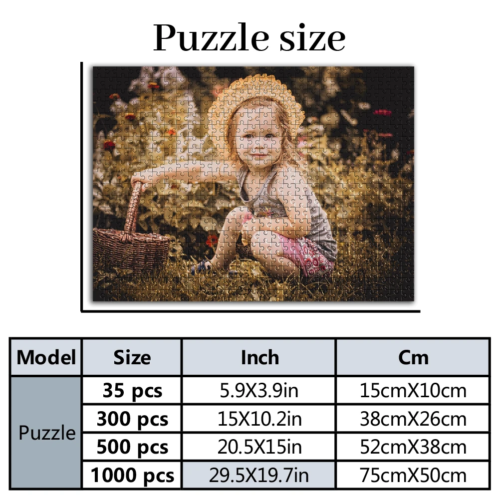 Rompecabezas de fotos personalizado para niños, 35/300 piezas, póster personalizable, juguete para niños, regalo para niños