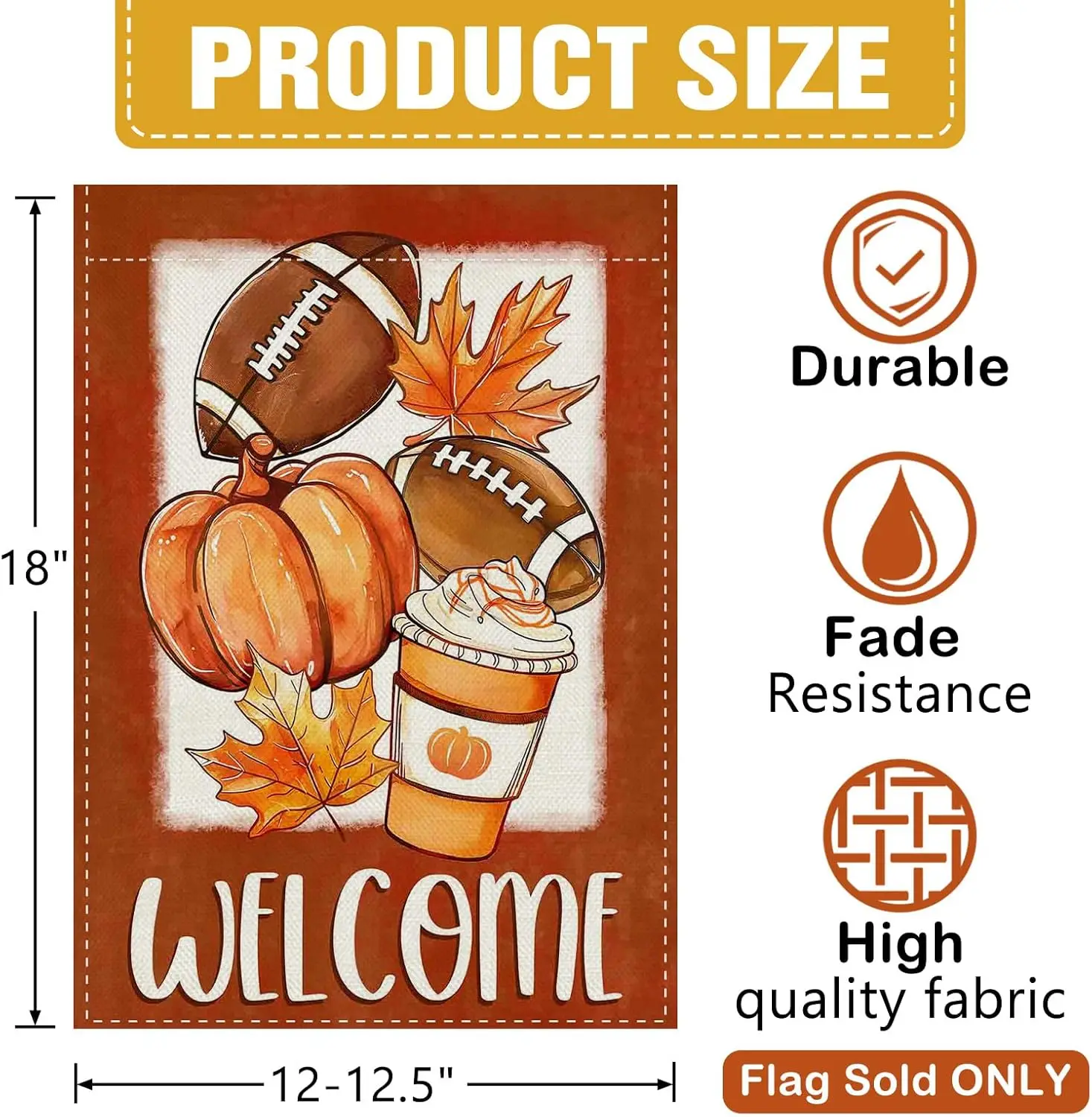 Dyrenson ترحيب الخريف كرة القدم اليقطين الزخرفية حديقة العلم، الخريف الرياضة لعبة يوم أوراق القيقب ساحة القهوة خارج المنزل D JHH #2