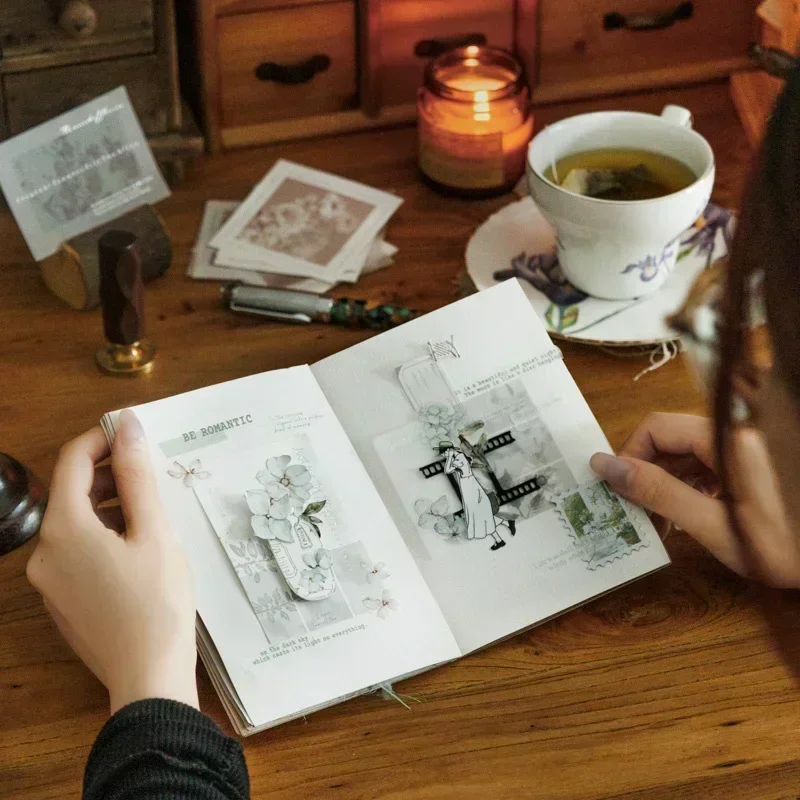 

20Sheets Flowers Material Paper Pad White Night Wild Bottoming Notebooks Pads Handbook Writing Scrapbook Cut 85*161MM