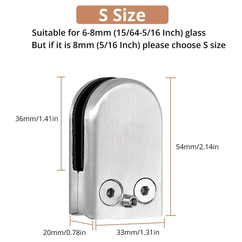 Klips do szkła ze stali nierdzewnej 304 Uchwyt do szkła ze stali nierdzewnej Terrain Plane Connector Szklany klips Rozmiar do szkła 6-8 mm