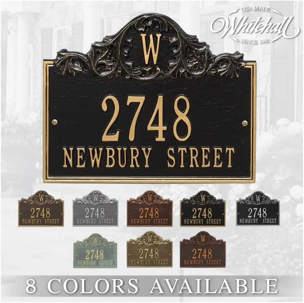 Cast Metal Wall Monogram Address Plaque Custom House Number Street Name Sign