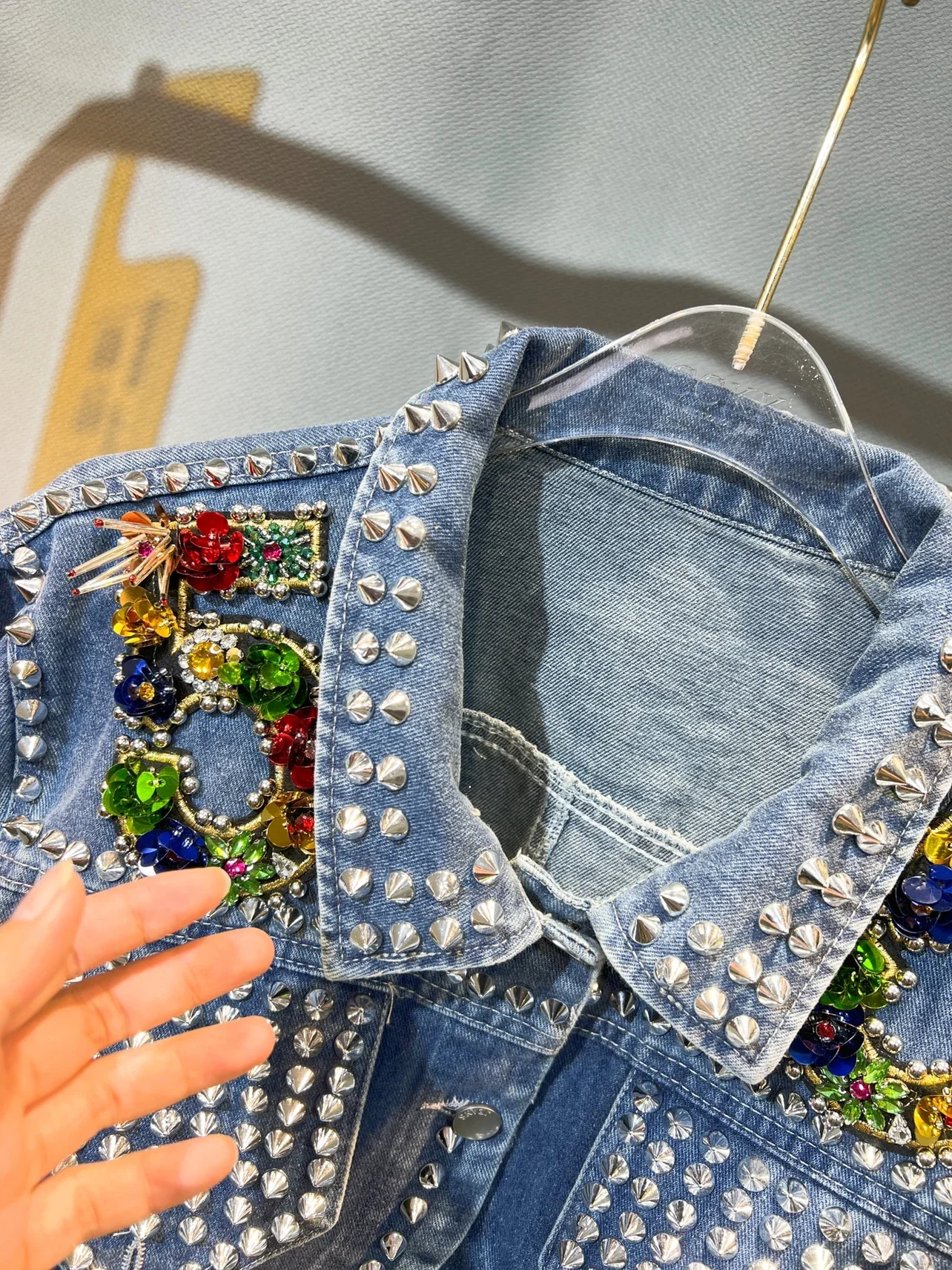 Fashion Brand Heavy Industry Rivets Long-Sleeved Denim Jacket Women\'s 2023 Spring and Autumn New Fashion Short Denim Coat Female