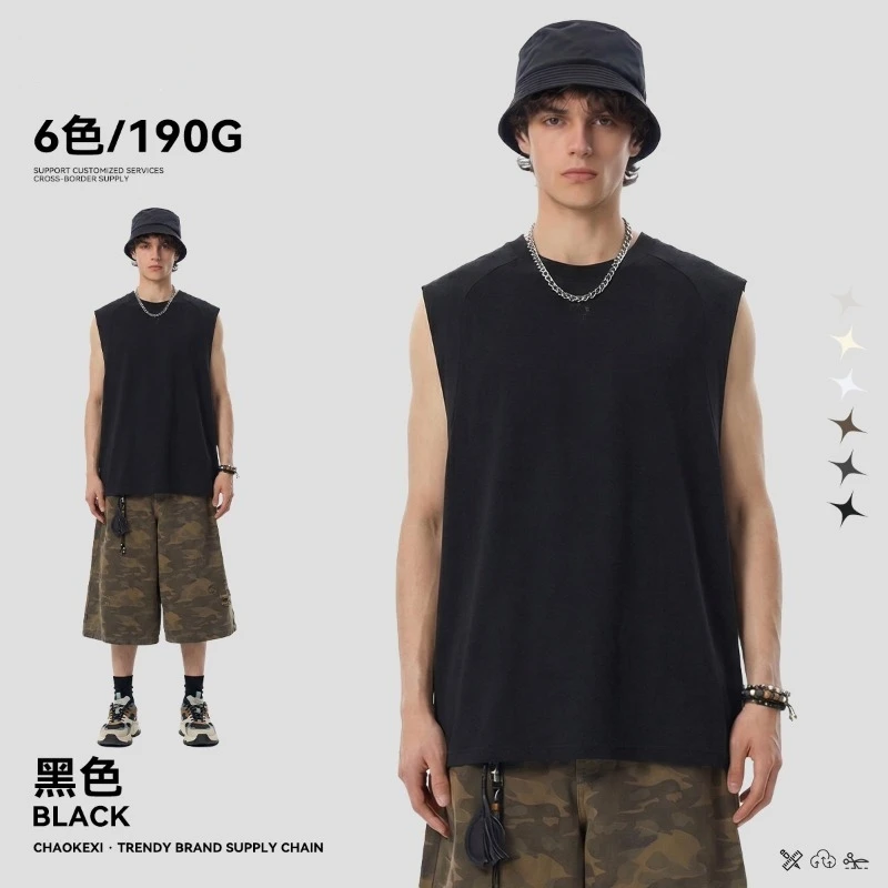 Youth Boy Quick Dry Tank Tops Popular Trendy American Style Retro Sleeveless Sportswear Breathable