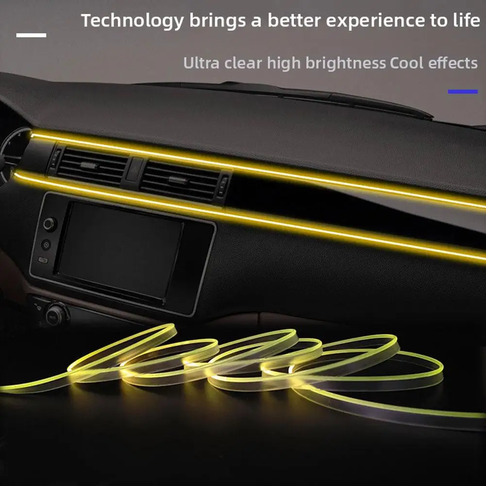 

1/2/3/4/5M RGB светодиодная лента для салона автомобиля, лампа для атмосферы, невидимое управление, оптоволоконный свет, поддержка света, USB-приложение Opt R9K0