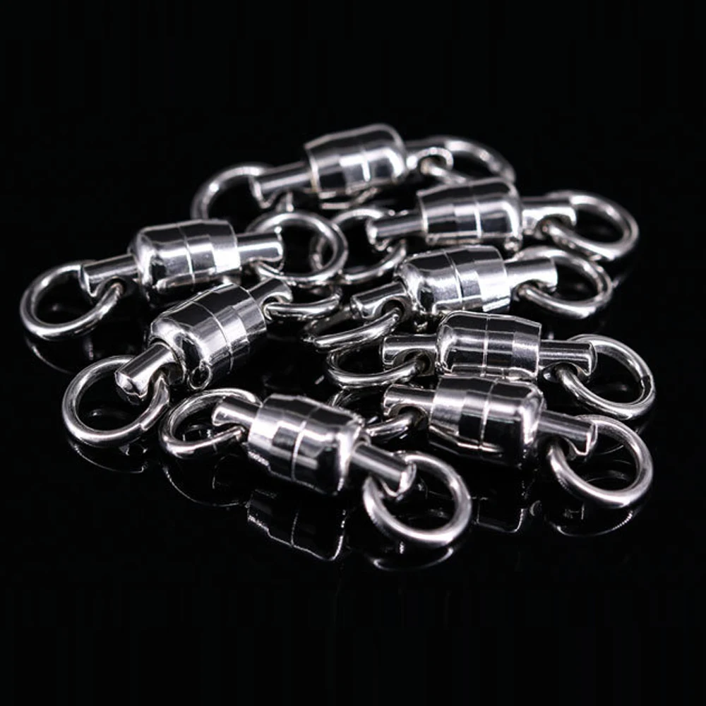 DNDYUJU 30pcs Fishing Swivels Stainless Steel Ball Bearing Swivel with Solid Ring Rolling Swivel for Carp Fishing Accessories