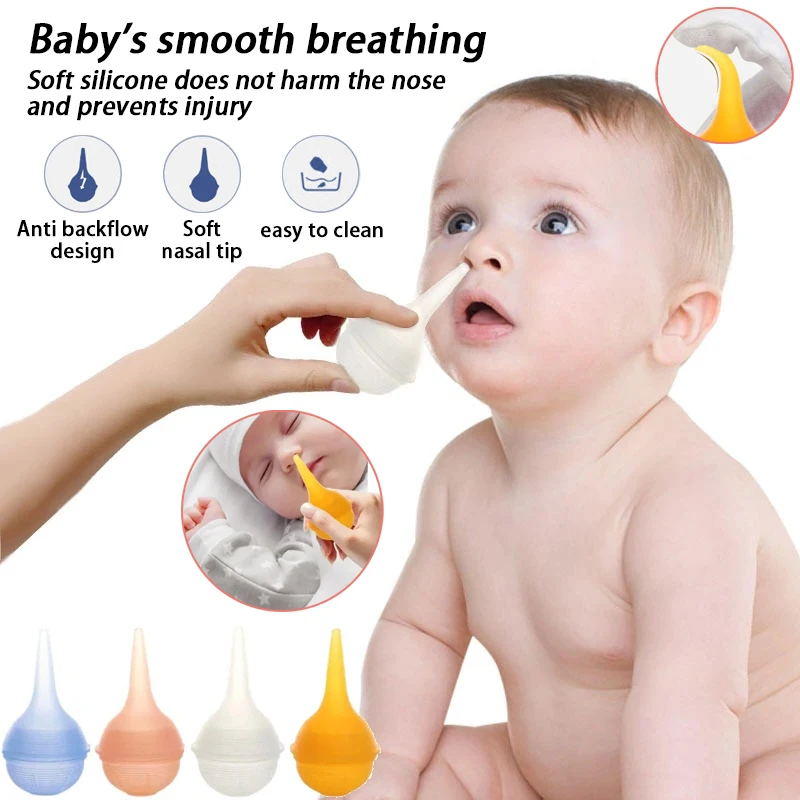 새로운 아기용 수동 실리콘 코흡입기, 점액 및 대변의 간편한 세척, 역류 방지 디자인 및 코흡입 볼 포함