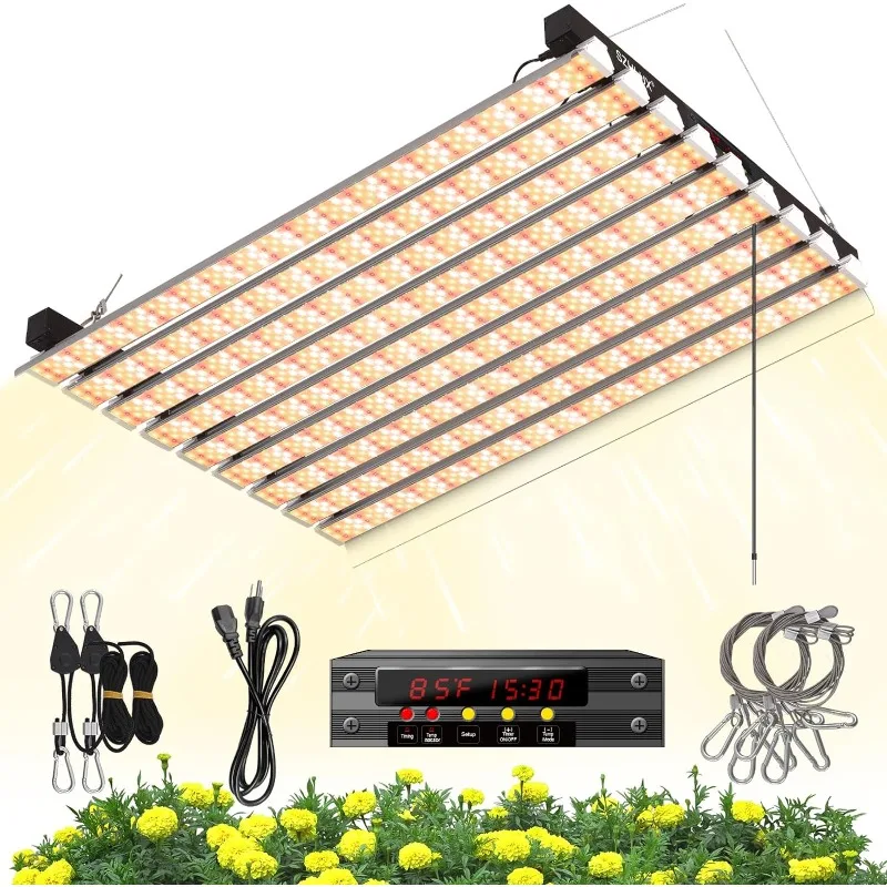 

600 Watt LED Grow Light 4×6ft with Timer and Temp Control, Full Spectrum Grow Lamp with 1728 Diodes, Sunlight Plant Light