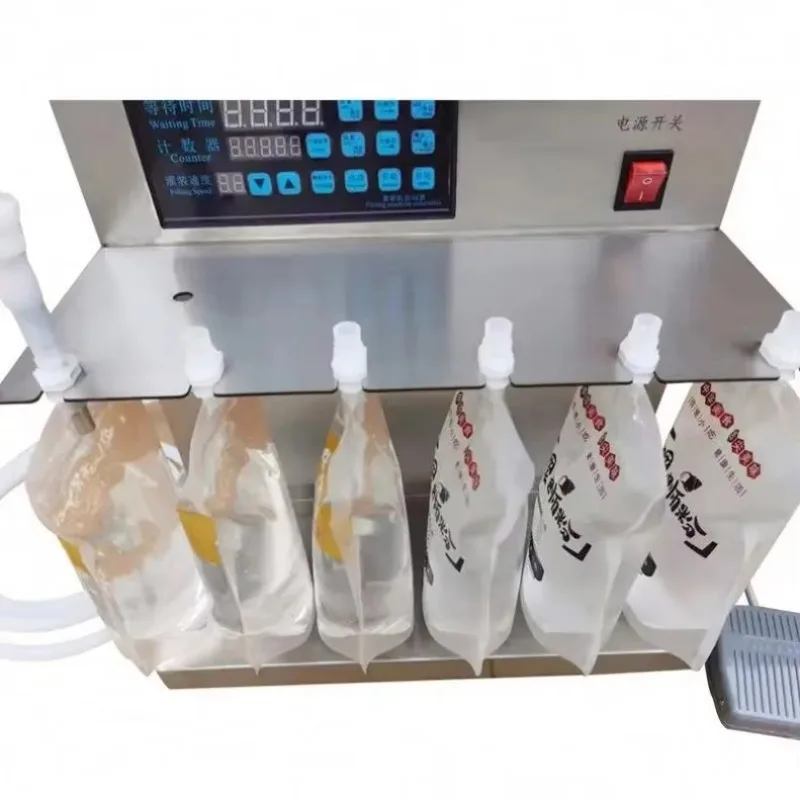 Small Semi-automatic Quantitative Liquid Beverage And Detergent Filling Machine With Suction Nozzle And Self-supporting Design