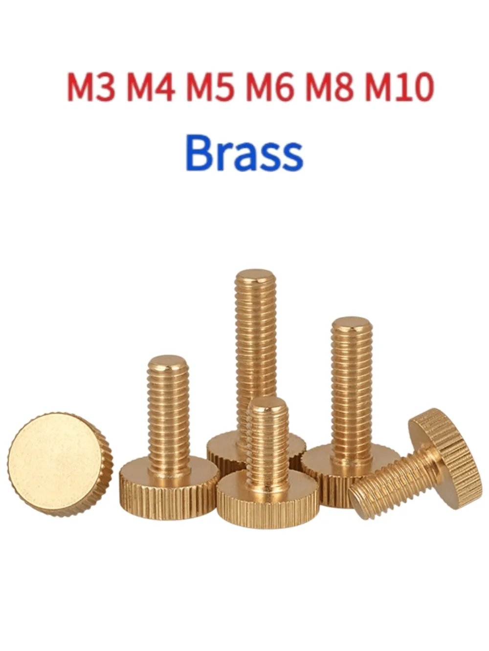 Brass Knurled Flat Large Head Hand Screw GB835 Standard M3 M4 M5 M6 M8 M10 Pure Copper Manual Twist Thumb Screw Fastener