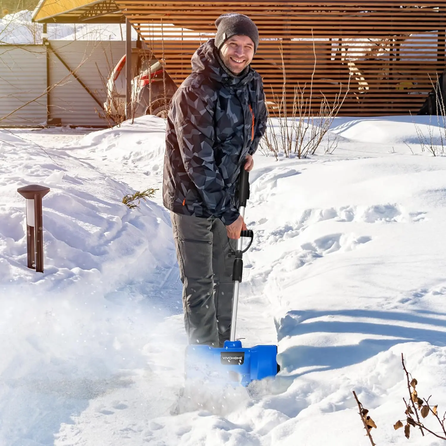 Akku-Schneeschaufel, blau, 20 V, 12 Zoll, batteriebetrieben, elektrisches Schneefräse mit verstellbarem Vordergriff