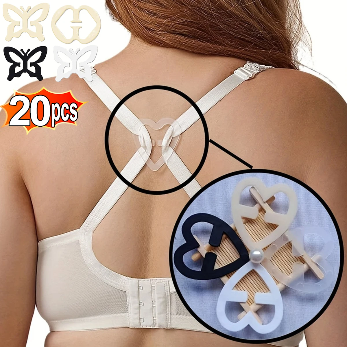 Invisible Bra Non-slip Buckle Underwear Back Shoulder Strap Cross Holders Underwear Fastener Strap Clips Underwear Accessories