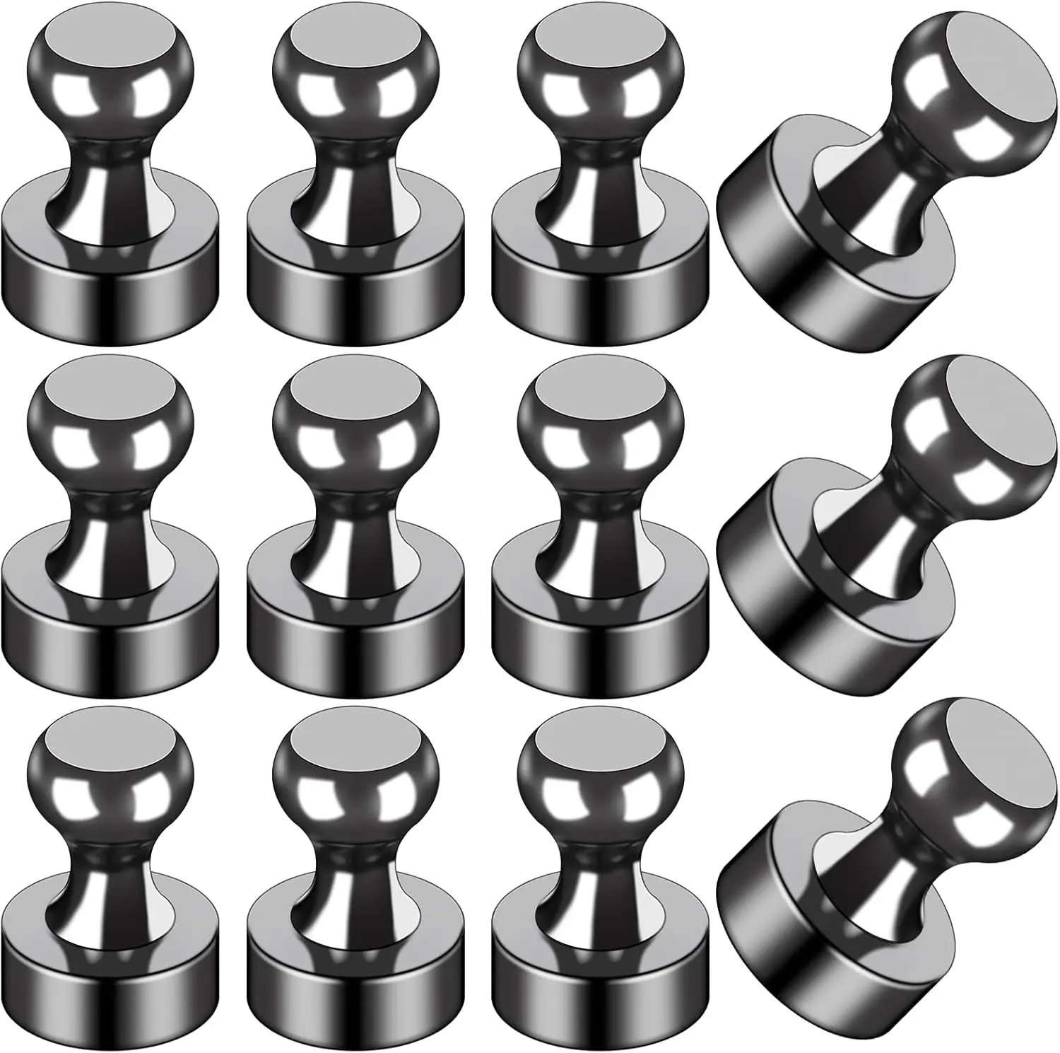 Refrigerator Stickers 12 Pieces Refrigerator Whiteboard Small Size Strong Magnets Classroom Kitchen Accessories Black