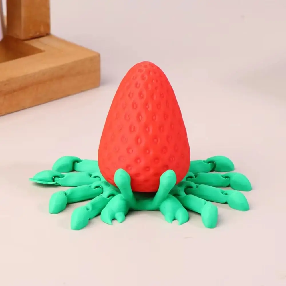 Pose Fleksibel 3D Dicetak Kepiting Stroberi Multi-sendi Dekorasi Desktop Mini Ornamen Kepiting Stroberi Dapat Bergerak Warna-warni