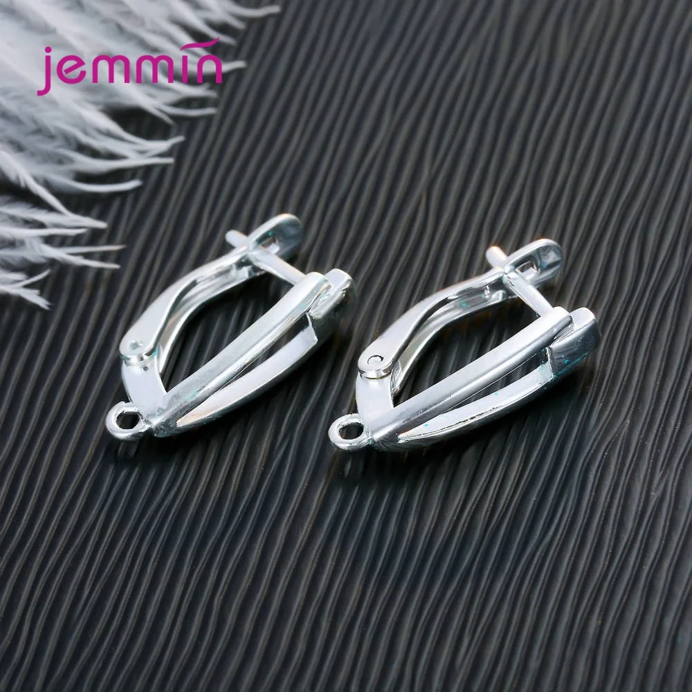 Fashion DIY Earring Findings 100% 925 Silver  with Clear Cubic Zircon Jewelry Component Accessory Huggie Hooks
