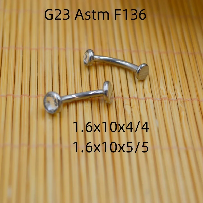 Lot10pcs 14G G23 Titanium Both Internal Thread Curve  Navel Button Bar Lip Labret Bar Ear Helix Tragus Rook Bar Piercing Jewelry