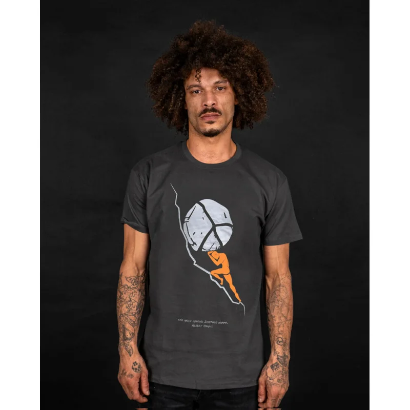 

Myth of Sisyphus One must imagine sisyphus happy Gift T shirt 100% cotton All size Tops Existential Philosophy Graphic Clothes