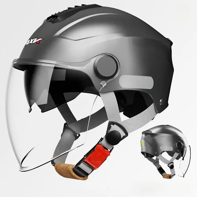 

Защитный полулицевой шлем в европейском стиле, откидные мотоциклетные шлемы с открытым лицом и двойной линзой, серые