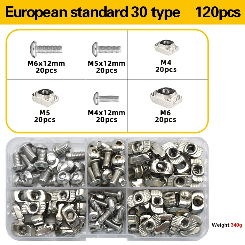 M3 M4 M5 M6 2020 3030 4040 T فتحة الجوز و عرافة الترباس مجموعة المطرقة رئيس T المكسرات مع مسامير مجموعة متنوعة لسلسلة الألومنيوم الشخصي