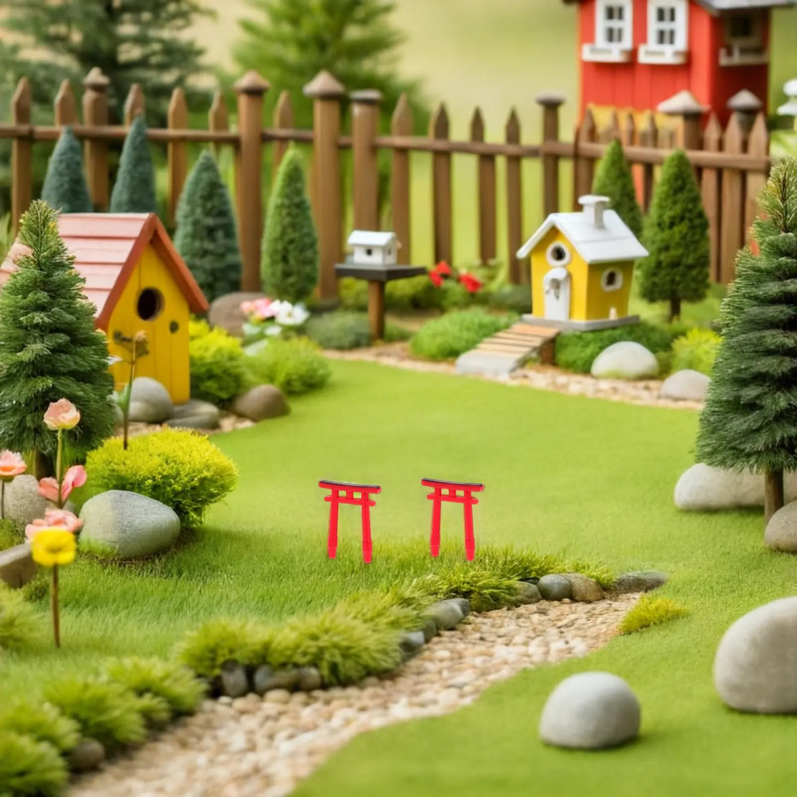 Miniature Torii Gate 10 Piece Set Japanese Zen Garden Altar Decor Outdoor Fairy Garden Statue