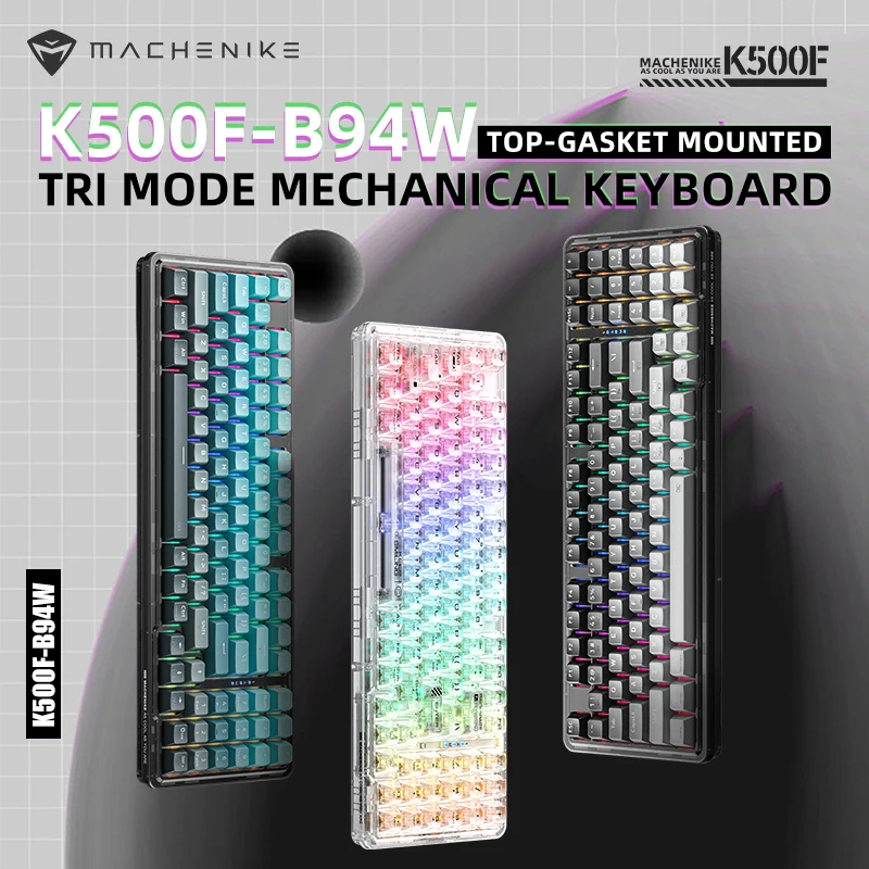 Machenike K500F-B94W Wireless Mechanical Keyboard Hot-swap Top-Gasket Mount 94Keys Bluetooth Gaming Keyboard For Gamers