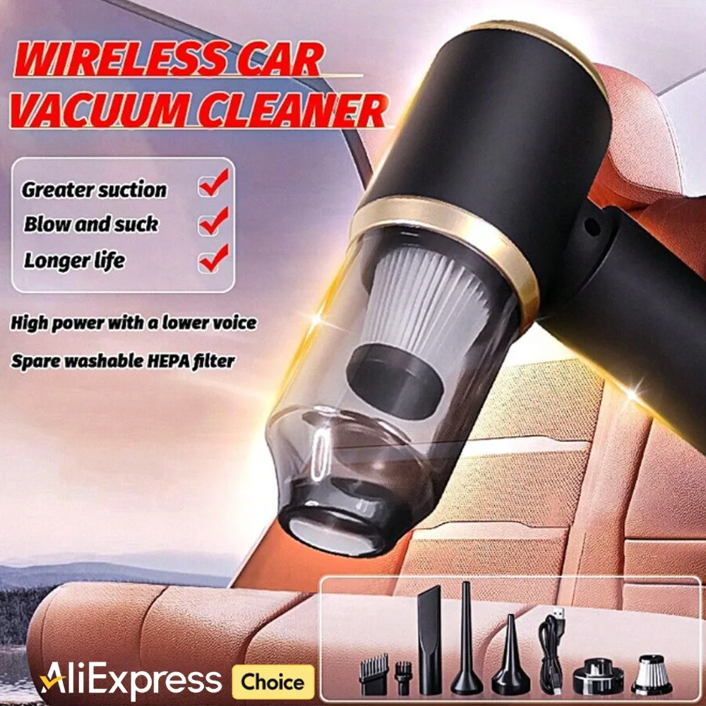 Car Vacuum Cleaner Strong Suction Cleaning Mini Machine Portable Wireless Handheld Blower Machine Air Duster for Home Appliances